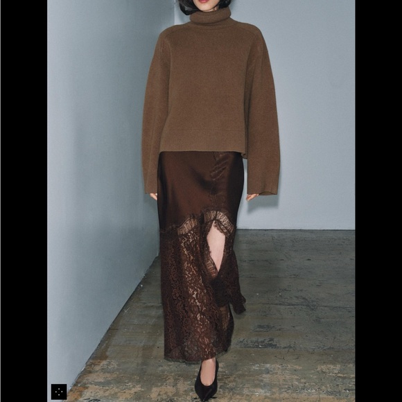 ZARA ZW COLLECTION SATIN EFFECT BROWN LACE SKIRT | ref no. 5919/212/700 - Picture 4 of 14